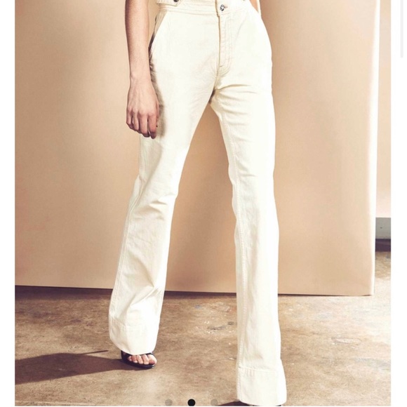 CURRENT ELLIOTT The Significant Other Wash Out Cream Wide Leg Trouser Jeans NWT - Picture 2 of 6